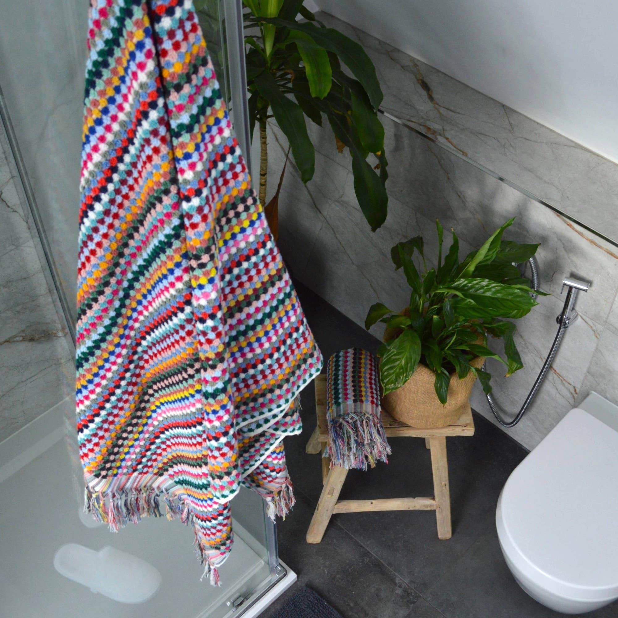Tasselled Popcorn Texture Bath Towels - 100% Recycled Cotton: Bath Towel