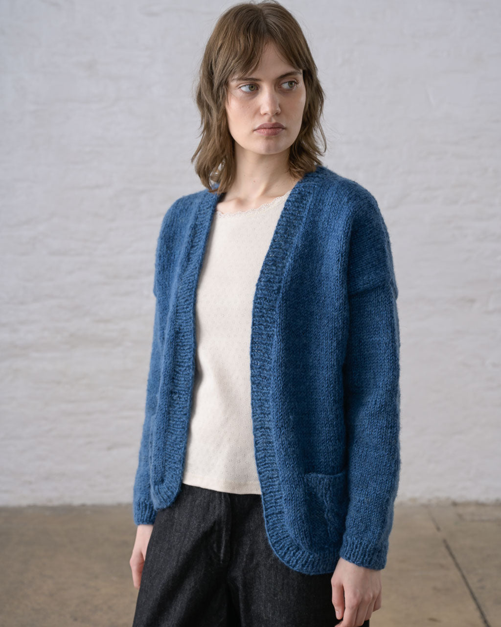 Grace Open Cardigan in Workwear blue