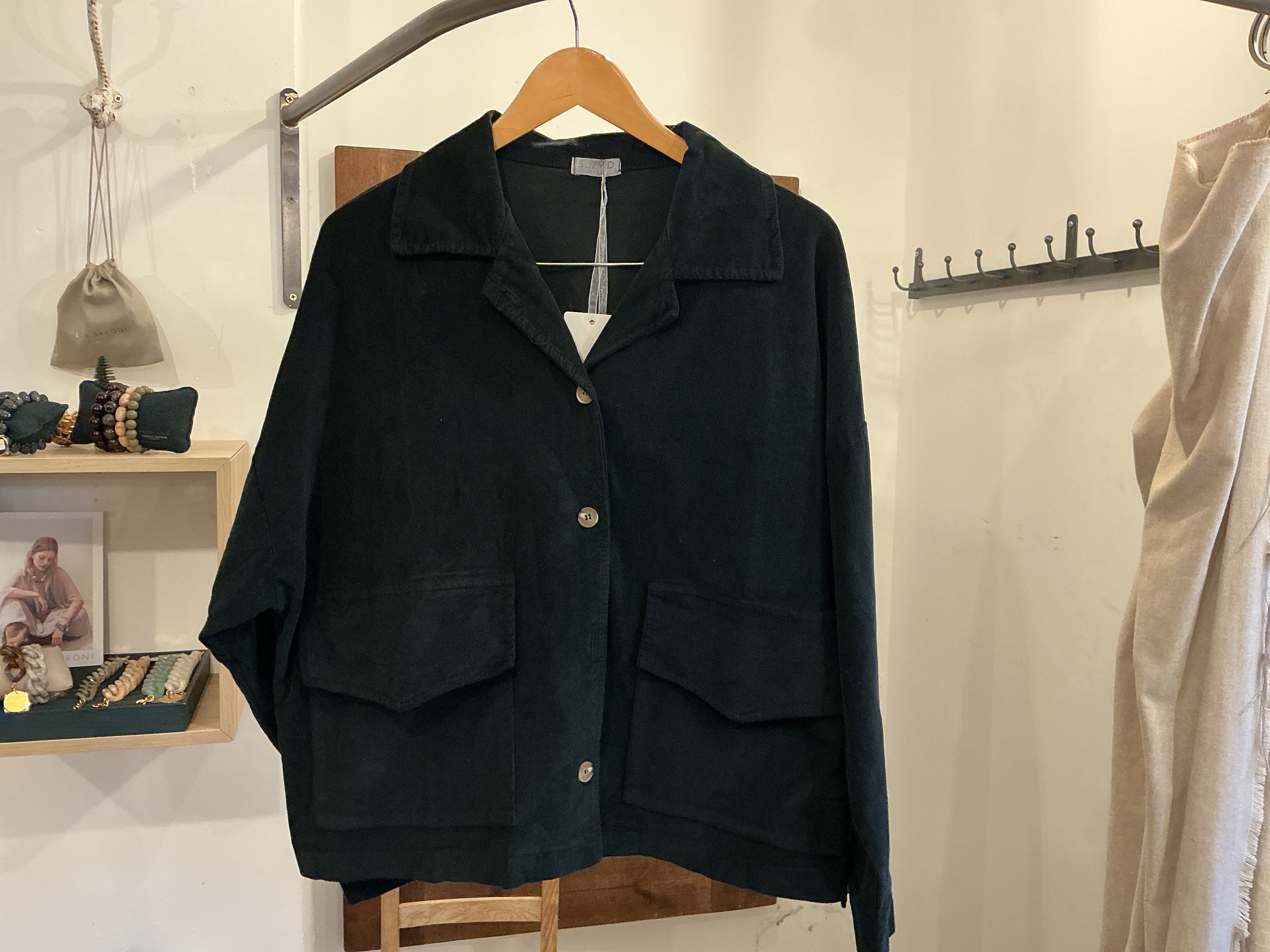 Zita Oversize Utility Jacket in Jet Black