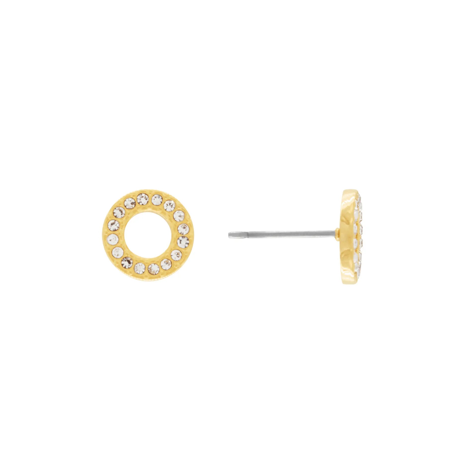Joy Waterproof Clear CZ Circle Earrings 18K Gold Plating