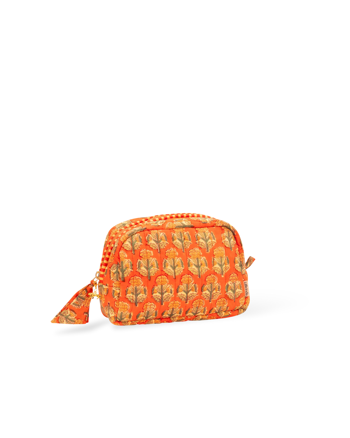 Hand Block Printed Quilted Makeup Bag - Amber Buta