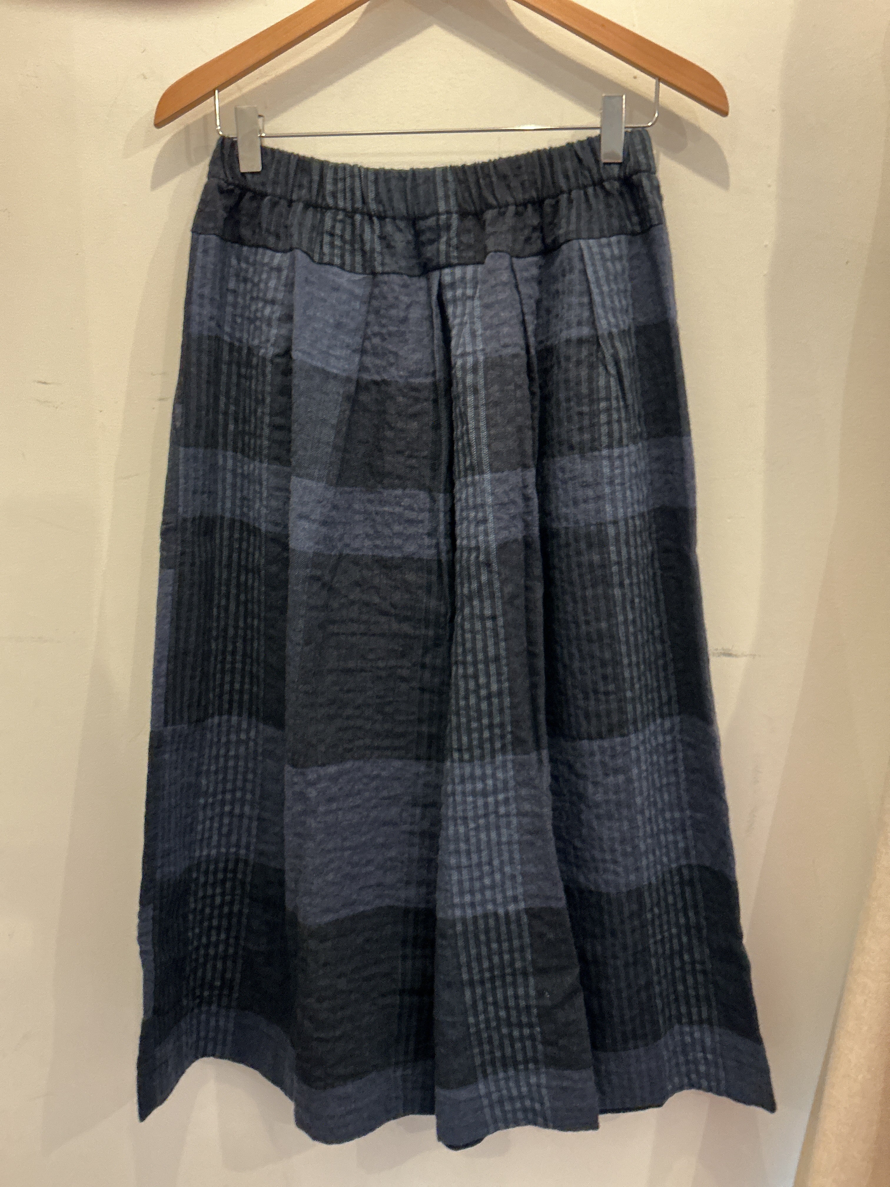 Pesci 100% Soft Cotton Skirt in Dark Blue Check