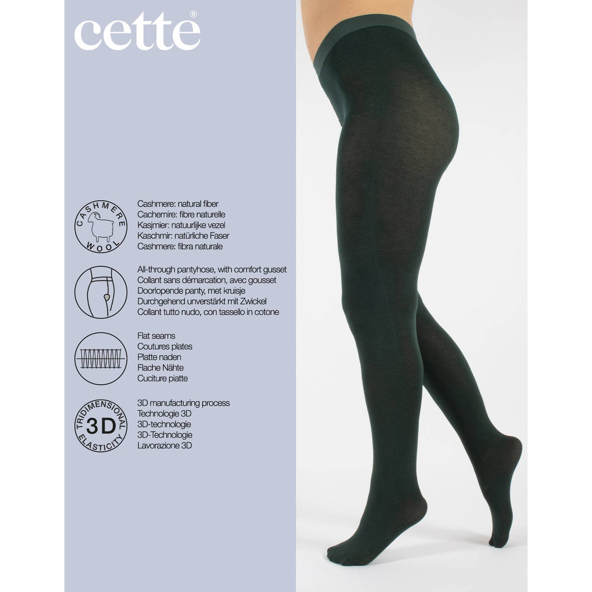 Cashmere Wool Tights 150 DEN, Winter tights: Navy