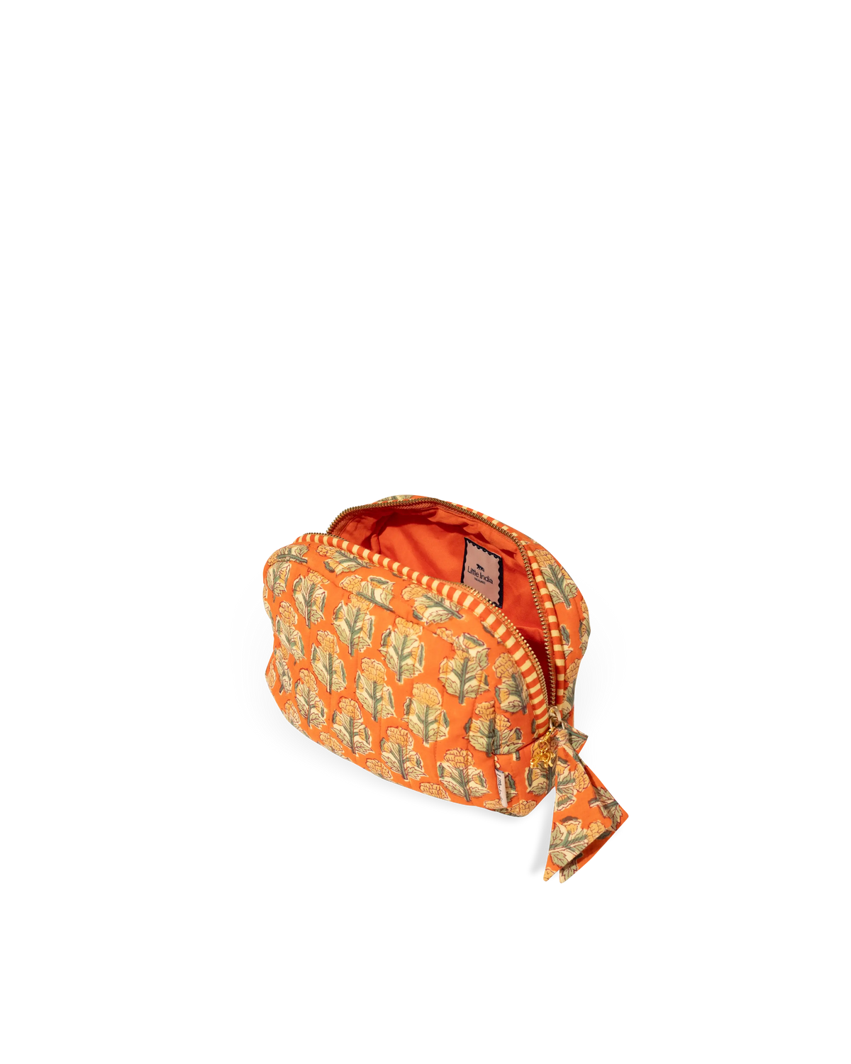 Hand Block Printed Quilted Makeup Bag - Amber Buta