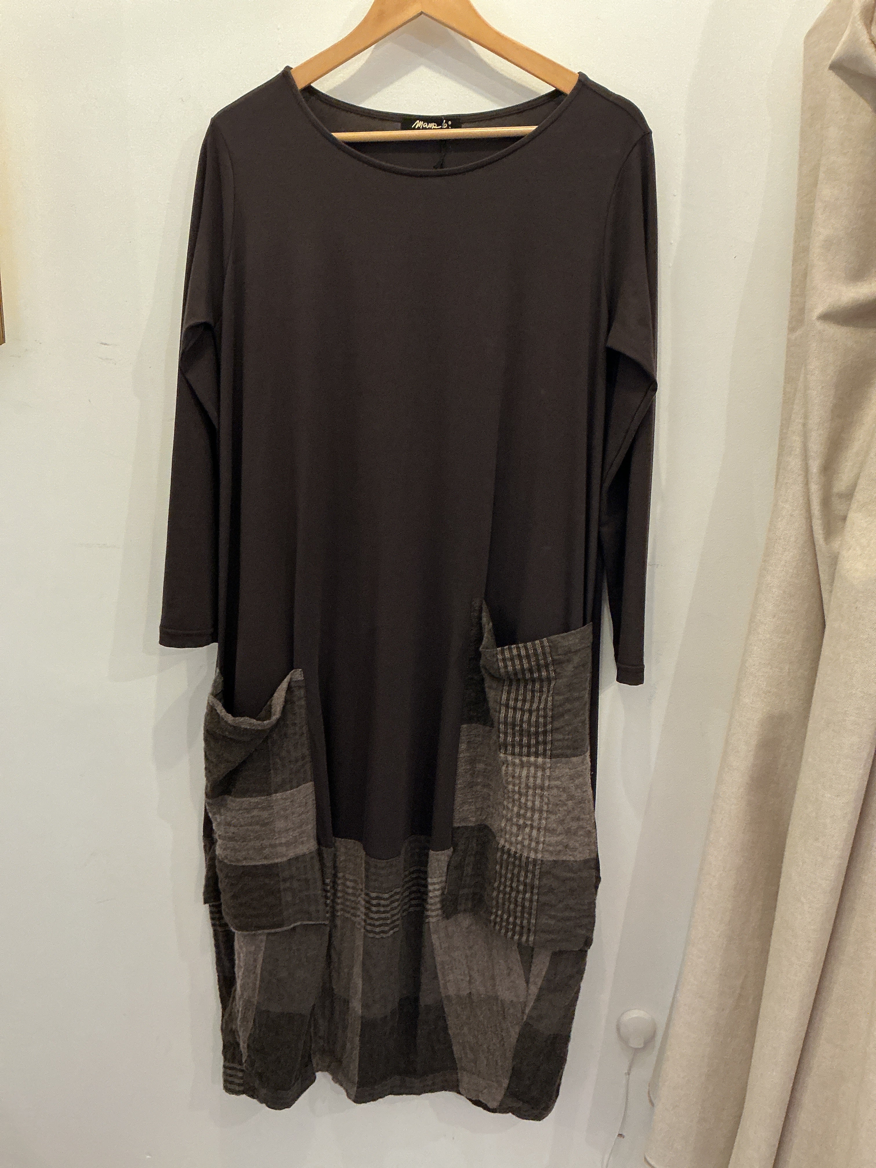 Metti 100% Jersey Cotton Dress in Pale/Dark Brown Check