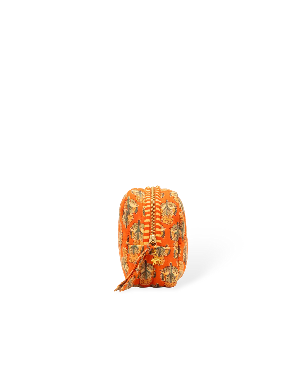 Hand Block Printed Quilted Makeup Bag - Amber Buta