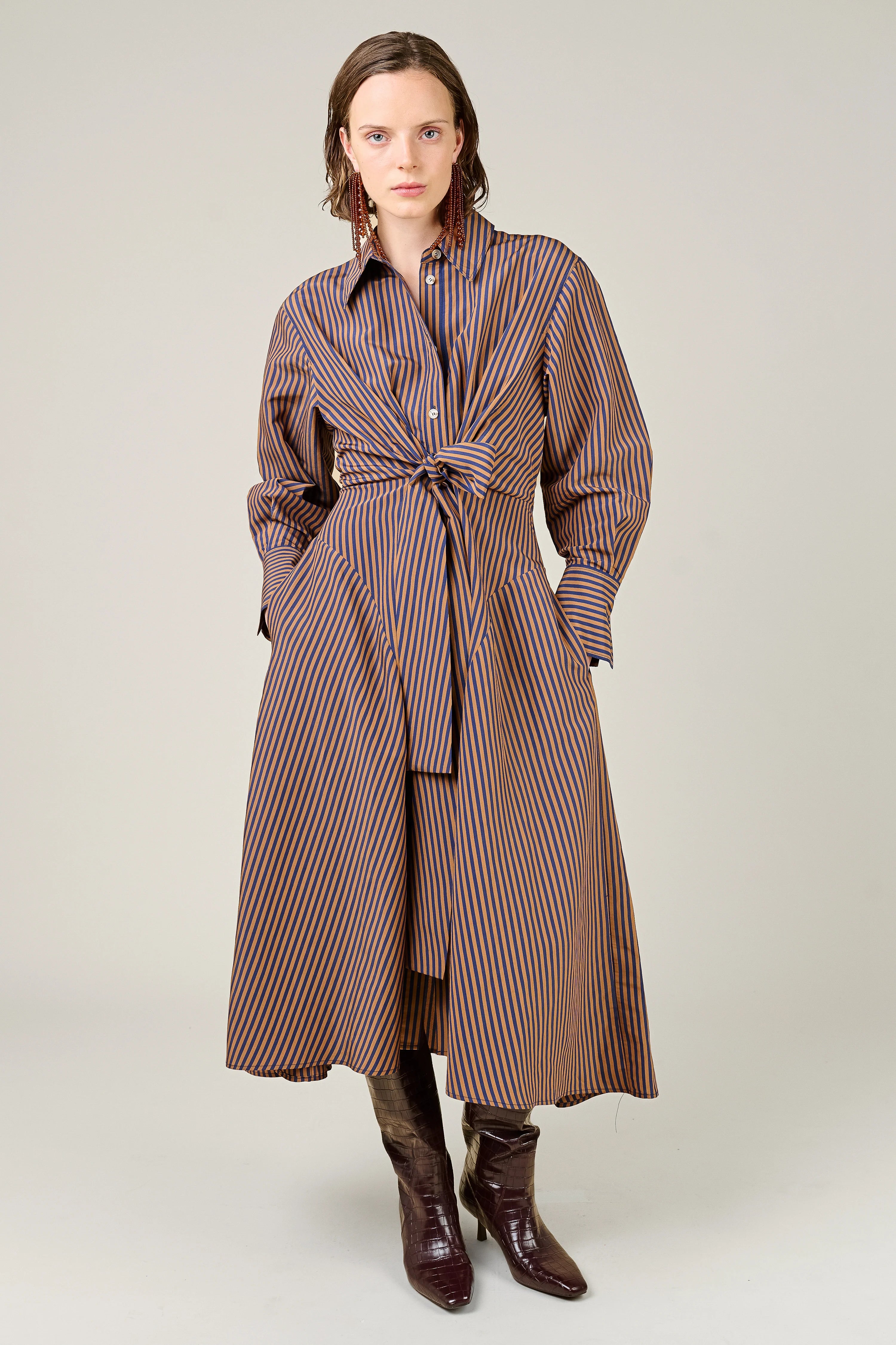Alara Tie Front Shirt Dress
