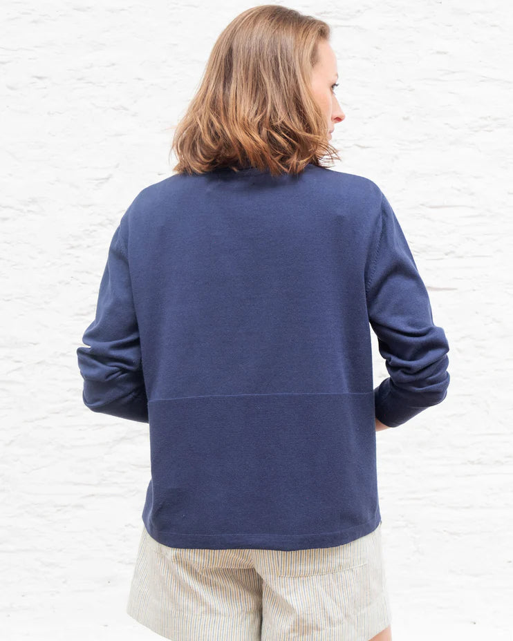 100% Cotton Alba Cardigan in Indigo
