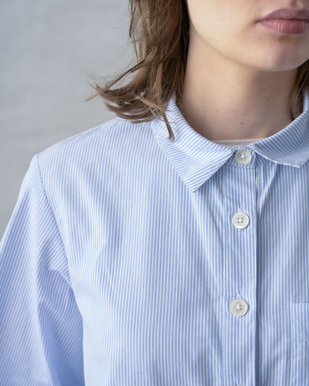 Ada Cropped Blouse in Blue Stripe