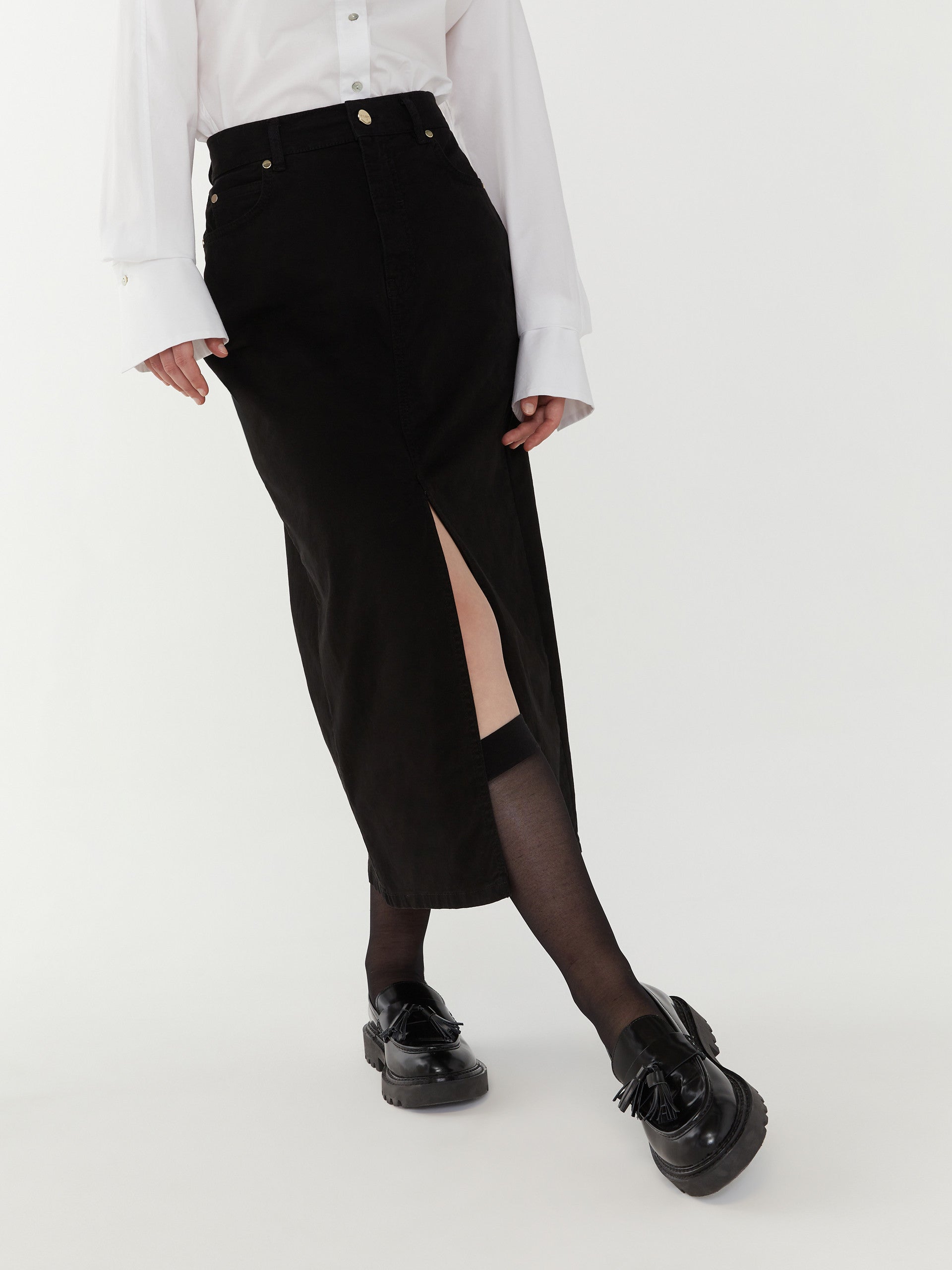 Pre Loved Belli Cotton Straight Pocket Skirt in Black