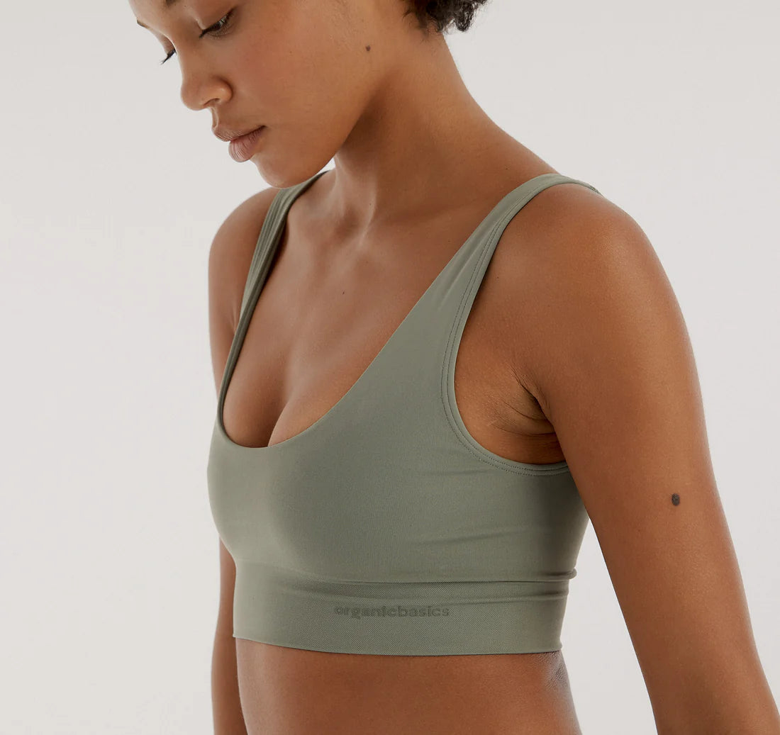 Organic Cotton Smooth Bralette in Seaweed