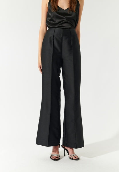 Silk Taffetta Trousers in Black