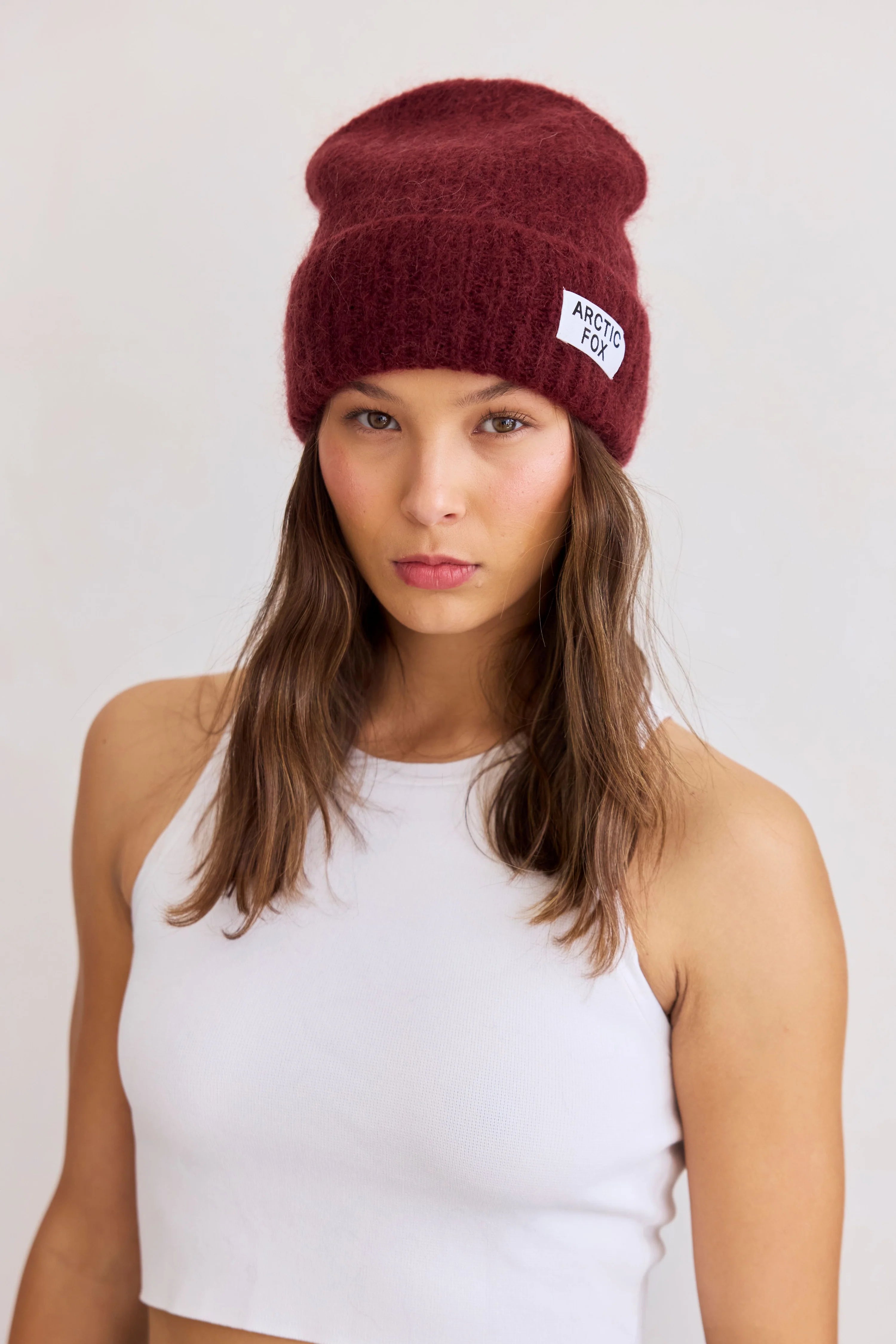 The Merino Wool Beanie in Cherry Burgundy