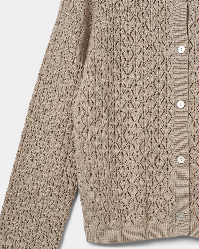 Cotton Mix Pretty Long Sleeved Cisse Cardigan in Beige