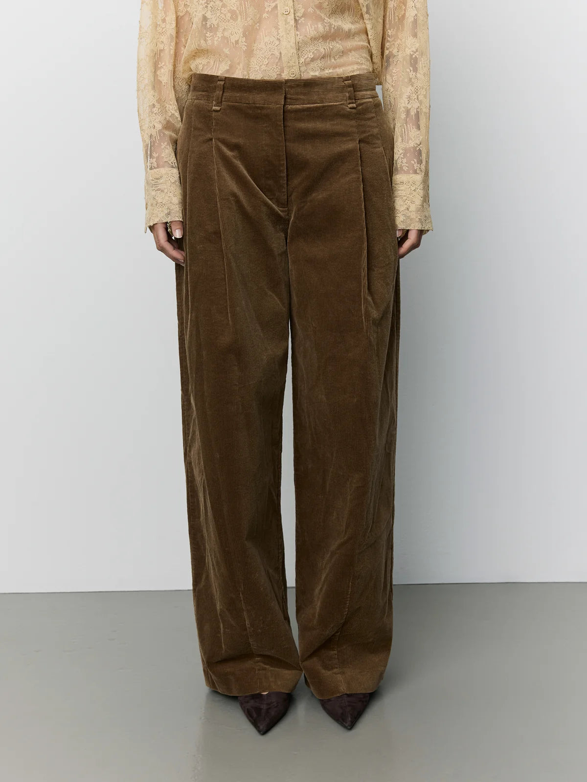 Corlie 100% Cotton Corduroy Trousers in Chestnut Brown