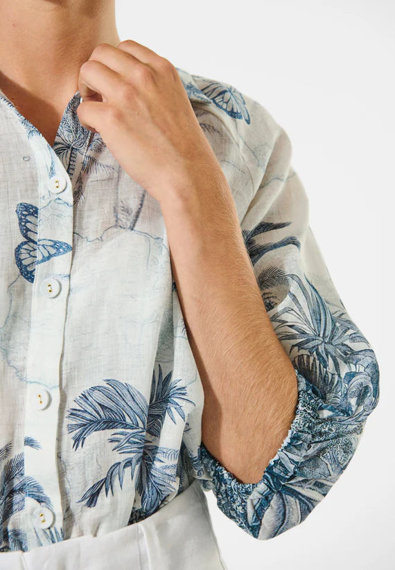 Ela 100% Linen Blouse in Empire Design