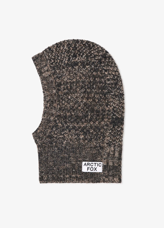 The Alpaca Balaclava Fitted Hood in Frosted Walnut Brown