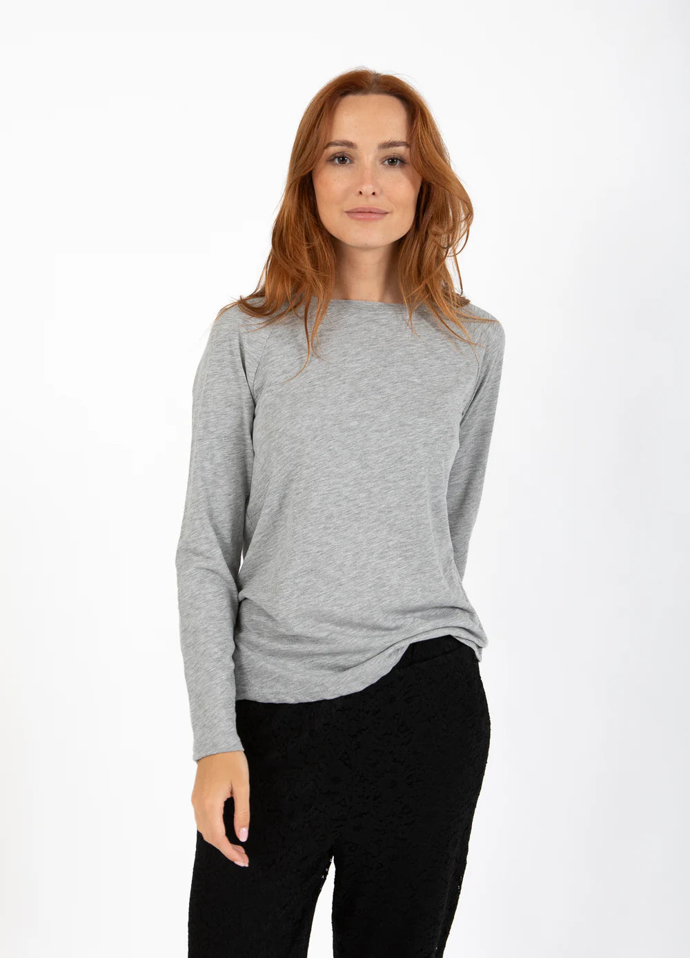 Long Sleeve T-Shirt in Grey Melange