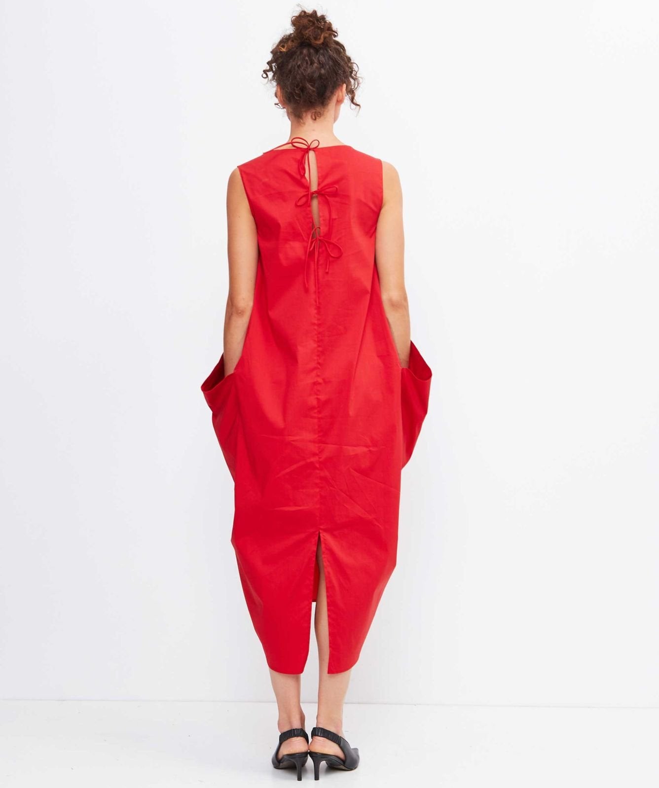 Bow-Back Sleeveless Dress in Goji Berry