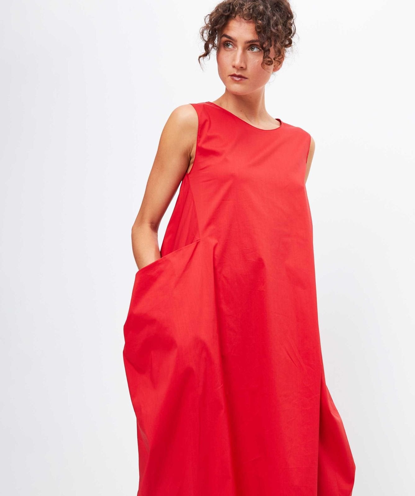 Bow-Back Sleeveless Dress in Goji Berry