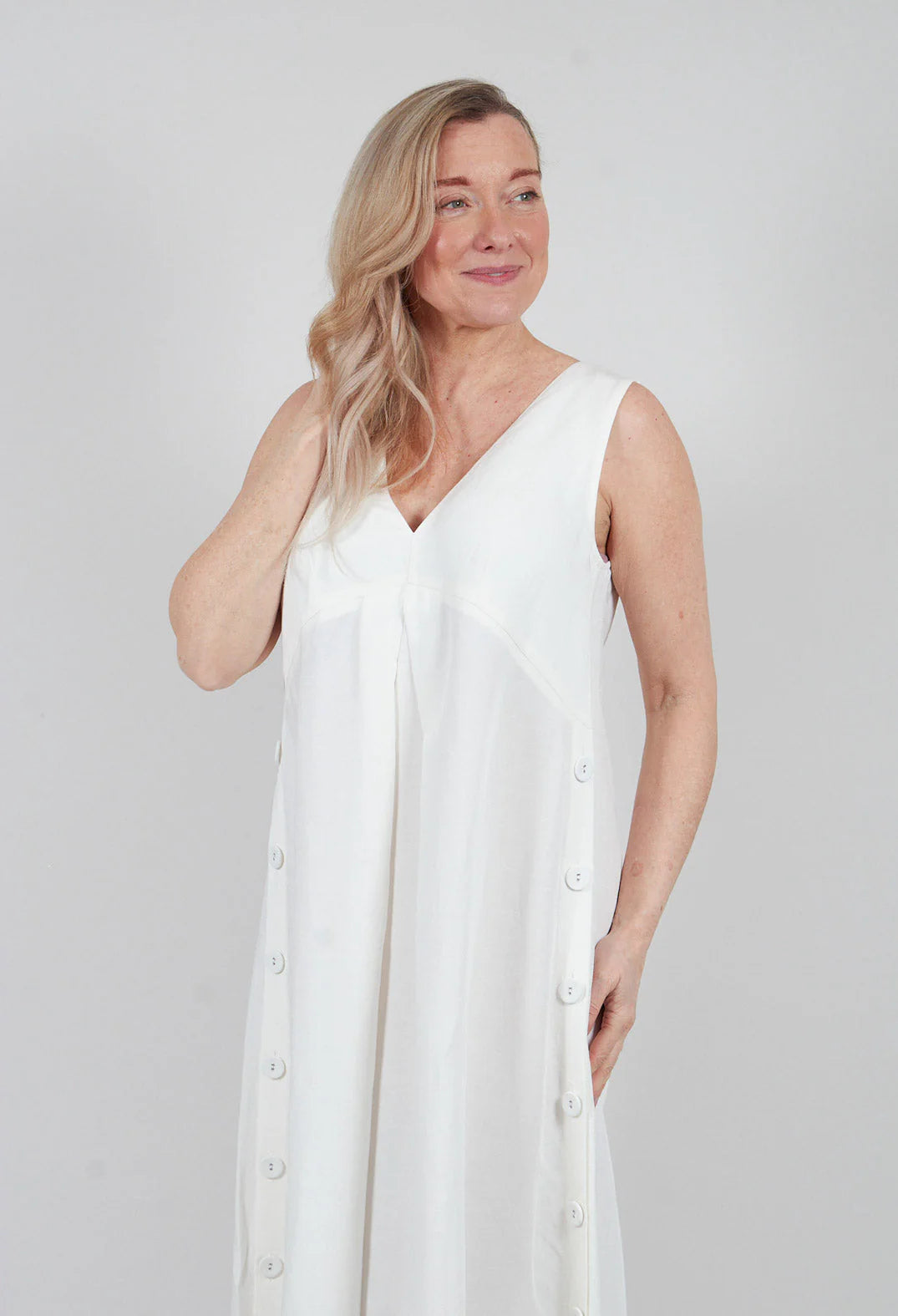 Sleeveless Linen Jumpsuit in Off White