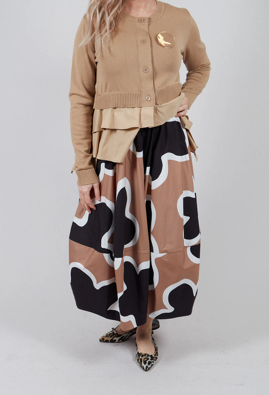 100% Cotton Swirl Print Skirt in St. Sudan Nero