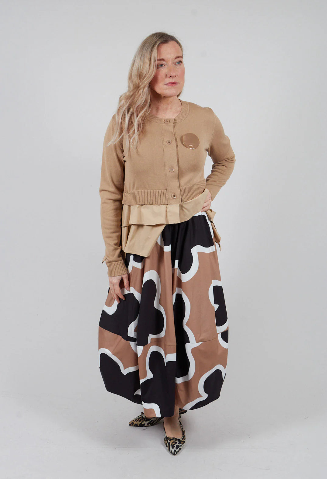 100% Cotton Swirl Print Skirt in St. Sudan Nero