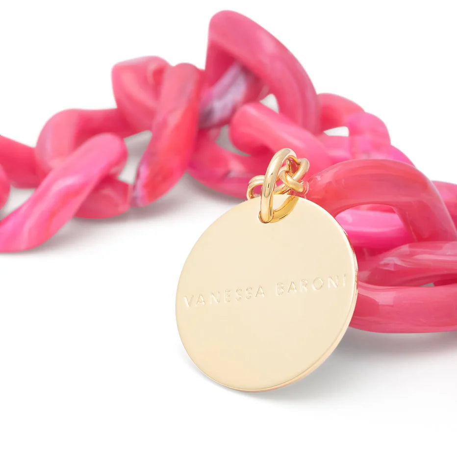 Vanessa Baroni Flat Chain Bracelet Raspberry Marble