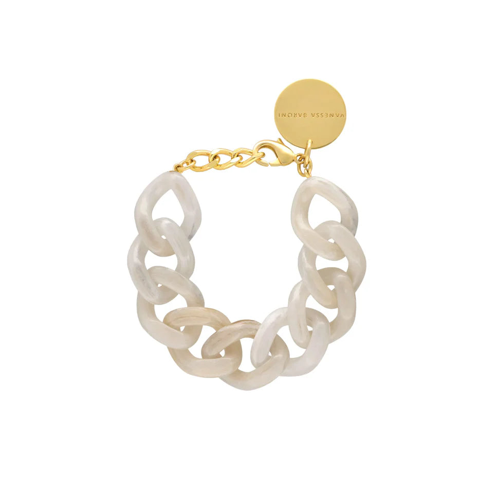 Vanessa Baroni Flat Chain Bracelet in Pearl Marble
