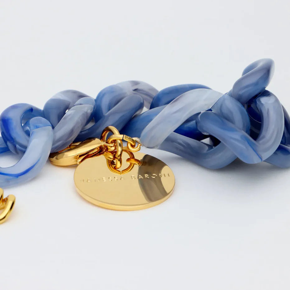 Vanessa Baroni Flat Chain Bracelet Ocean Blue