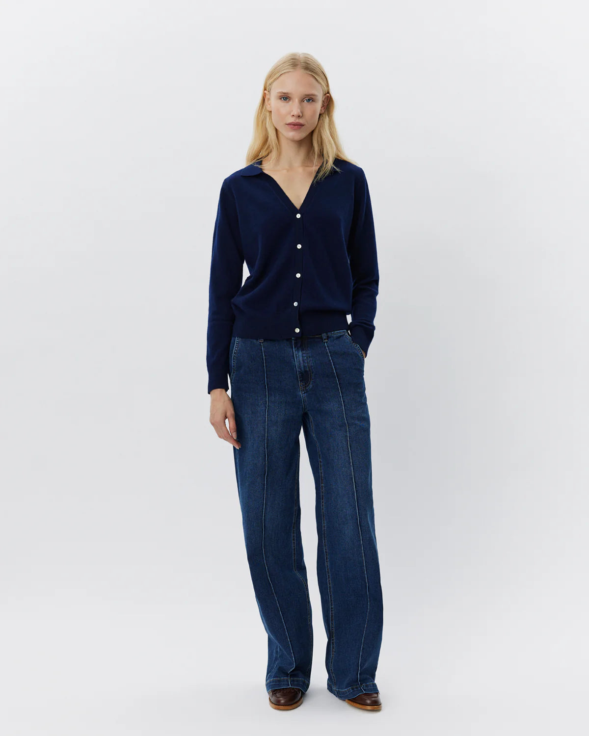 Collar Cardigan - Navy