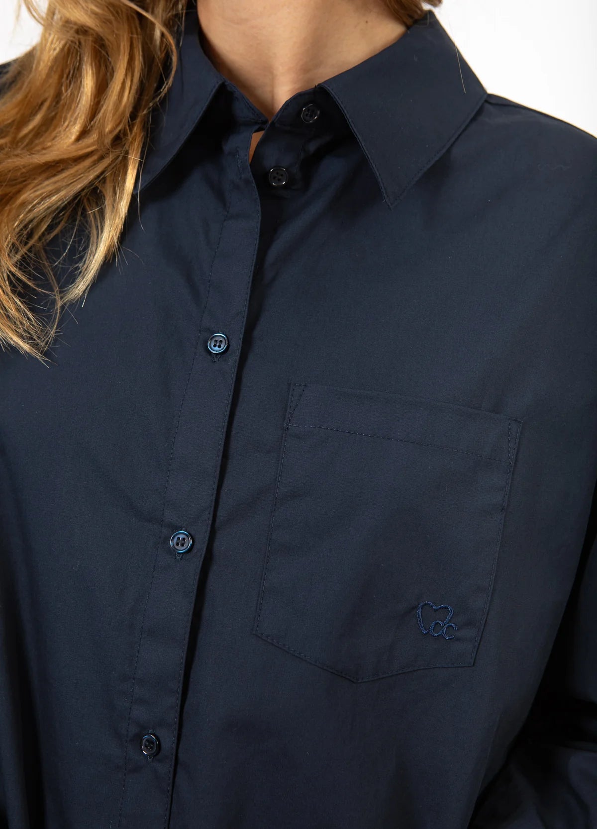 Coster Copenhagen Heart 100% Kiara Long Shirt Dress in Navy