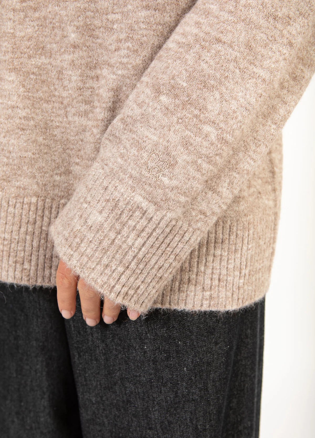 Emerie Polo Sweater in Sand Melange
