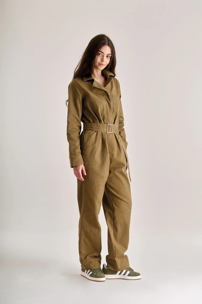 Lyon organic cotton jumpsuit in Olive