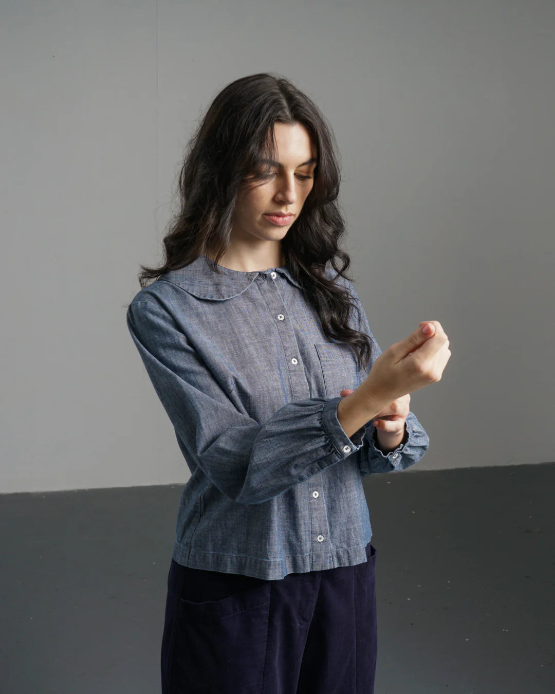 Jolene 100% Organic Cotton Casual Shirt in Denim Chambray