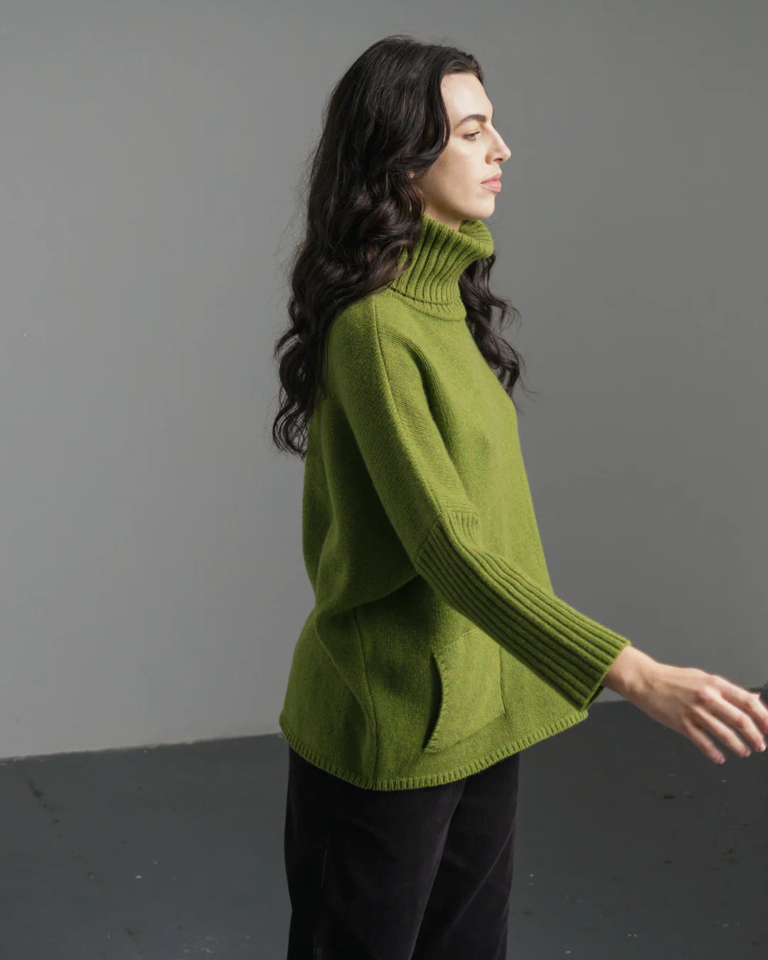 Adela 100% Merino Lambswool Jumper in Moss