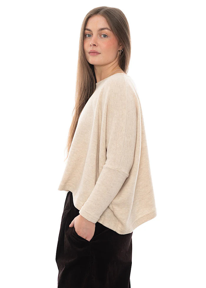 Kira M Jumper in soft cotton fleece in Luna Beige