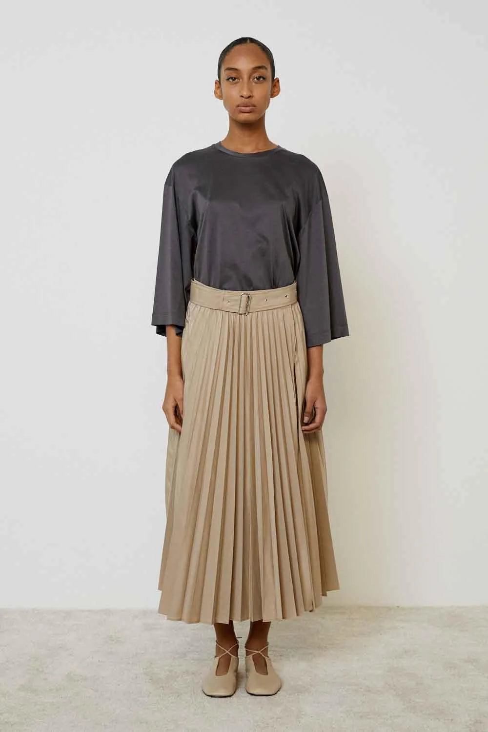 Pleated Skirt in Camel