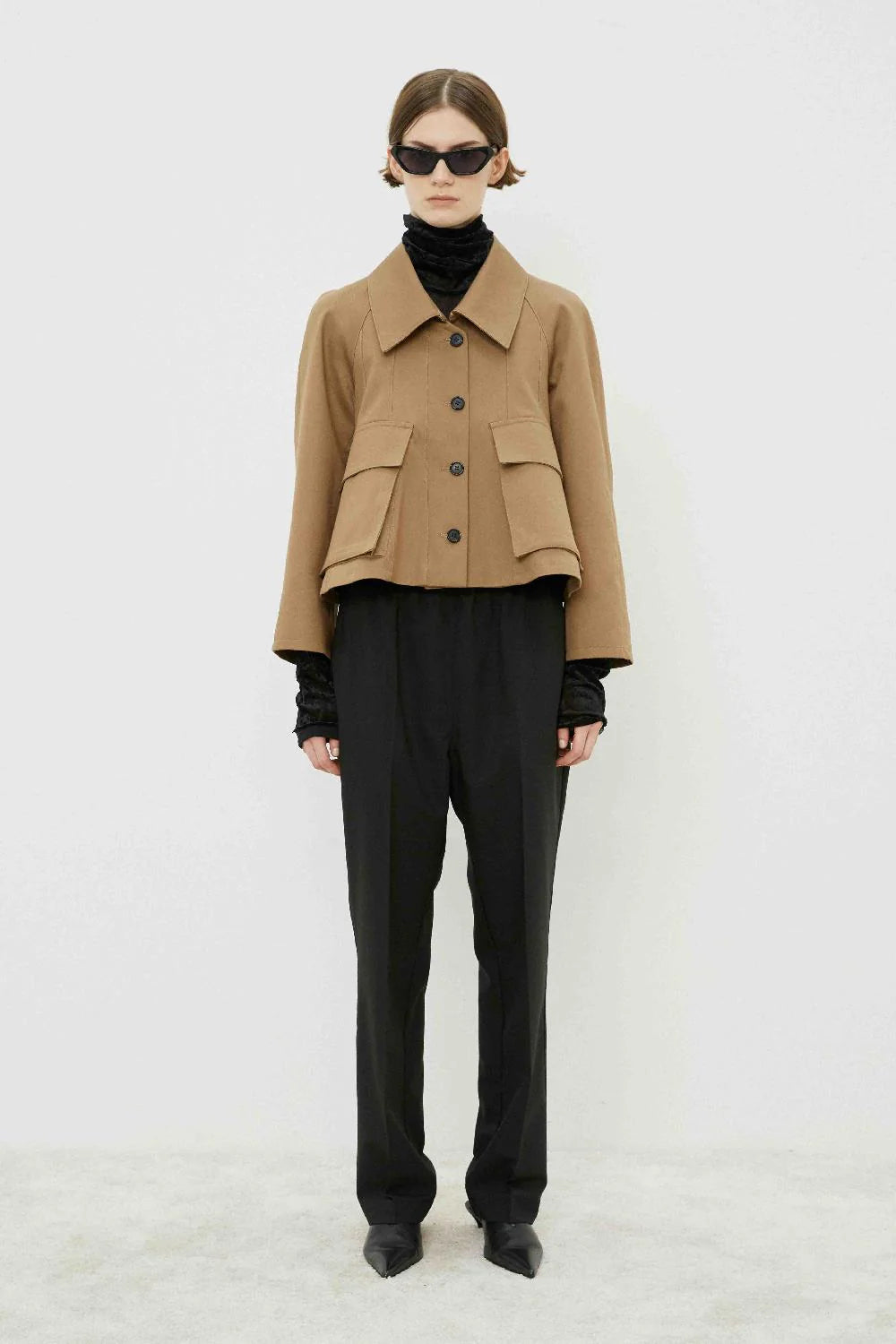 Short flared Jacket in Camel