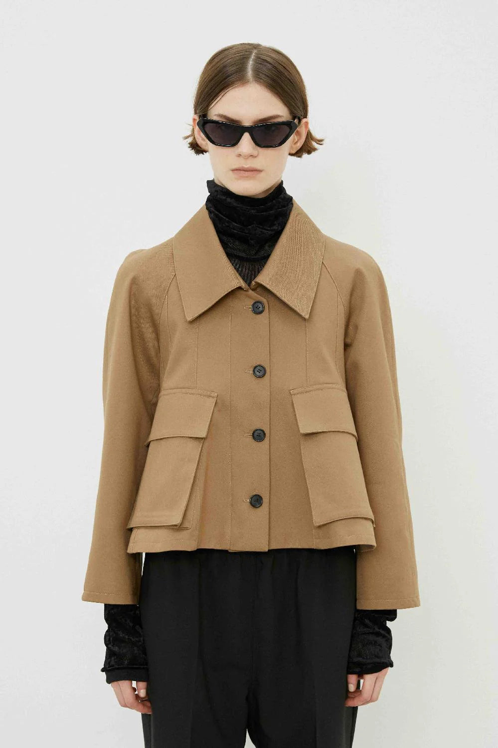 Short flared Jacket in Camel