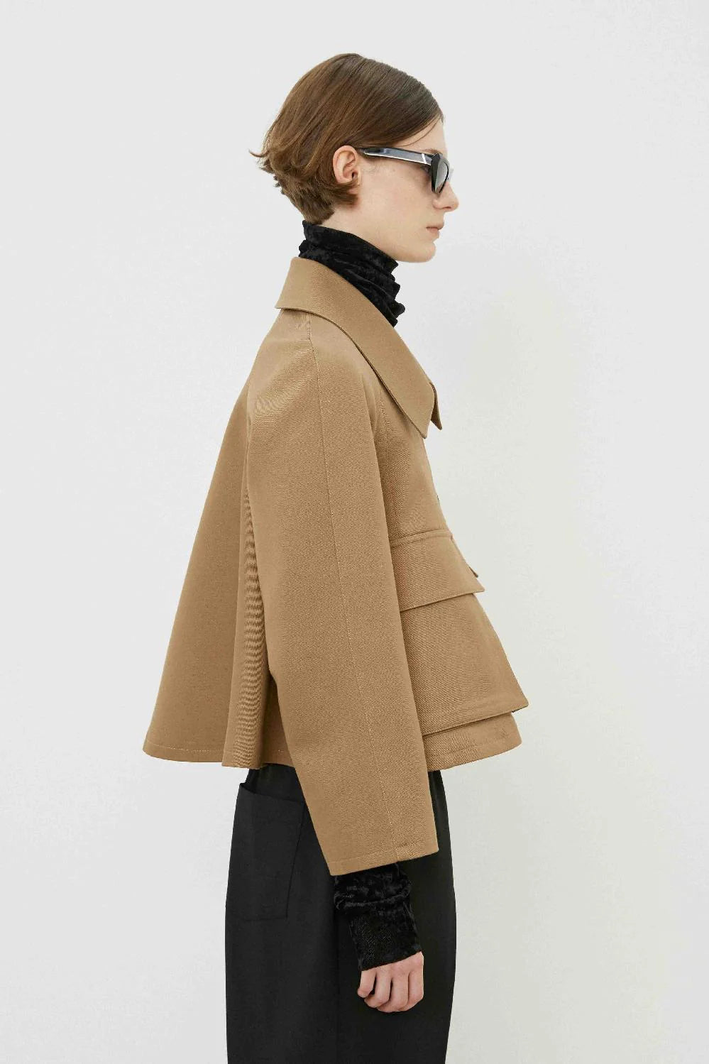 Short flared Jacket in Camel