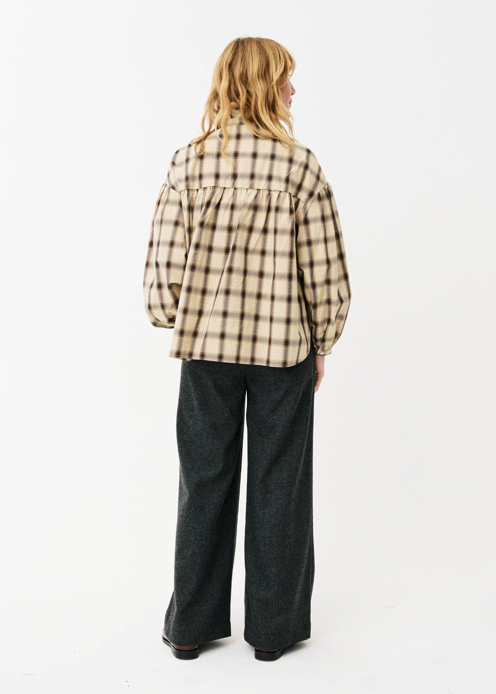 Lalou Blouse in Beige Check