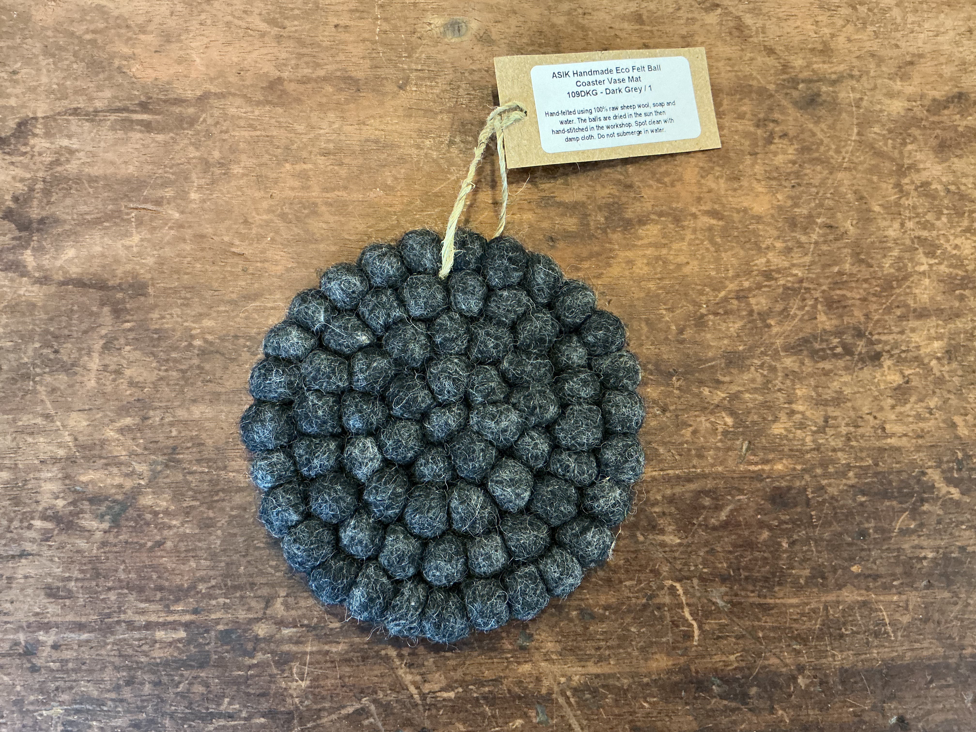 Aura Que Handmade Eco Felt Coaster Dark Grey