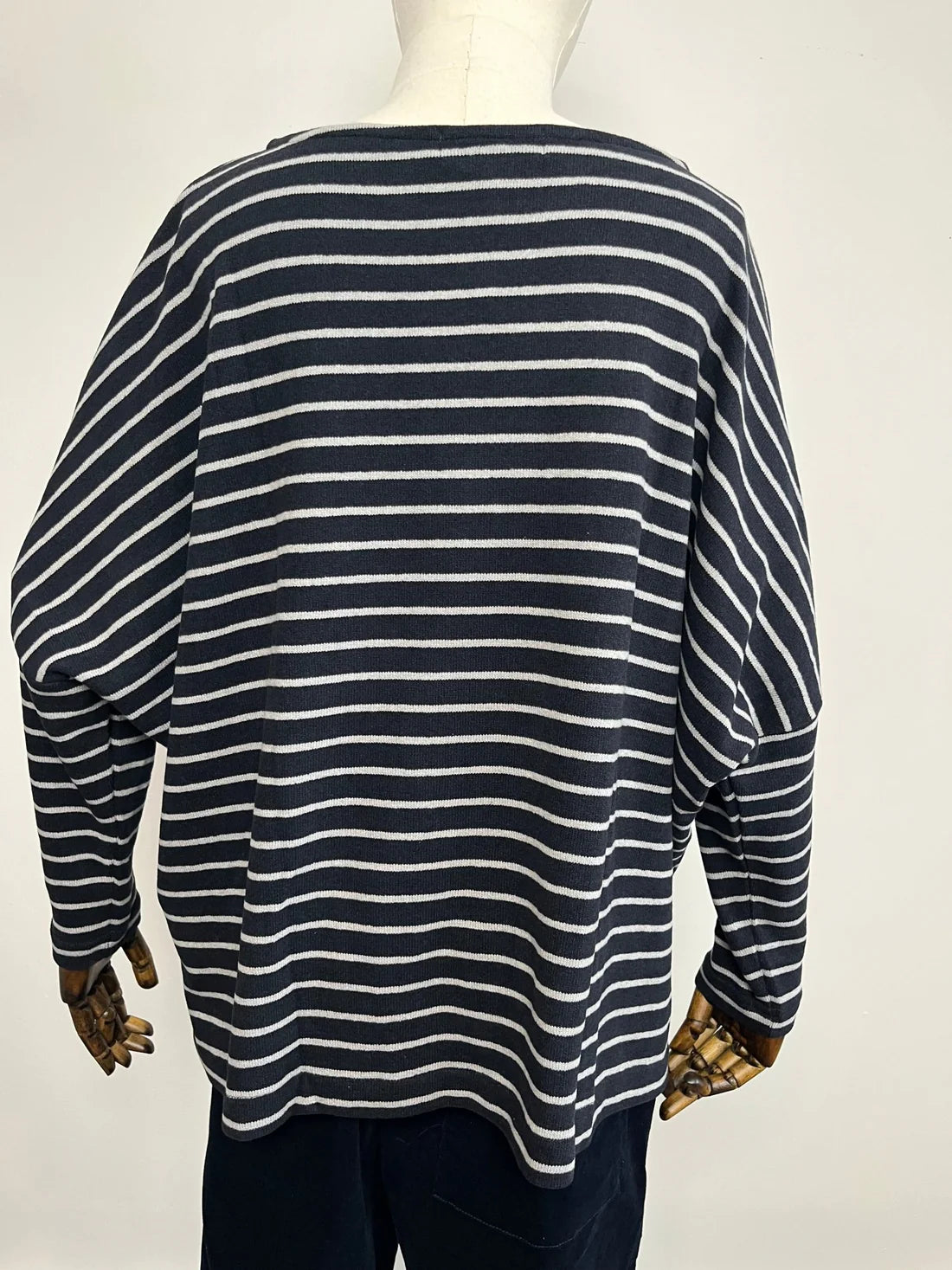 Martis Jumper in Dark Navy and Pale Grey stripe