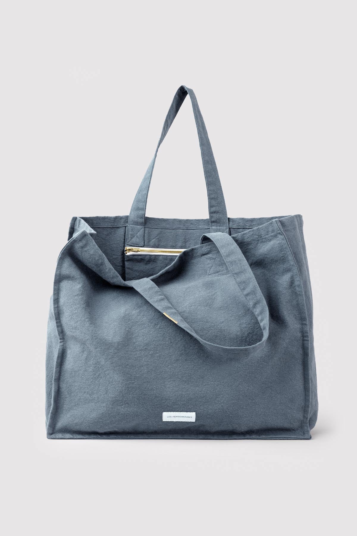 Les Pensionnaires Large Organic Cotton Tote Bag in Blue Horizon