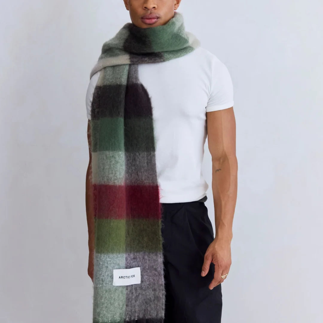 The Reykjavik Scarf in Mossy Green Check
