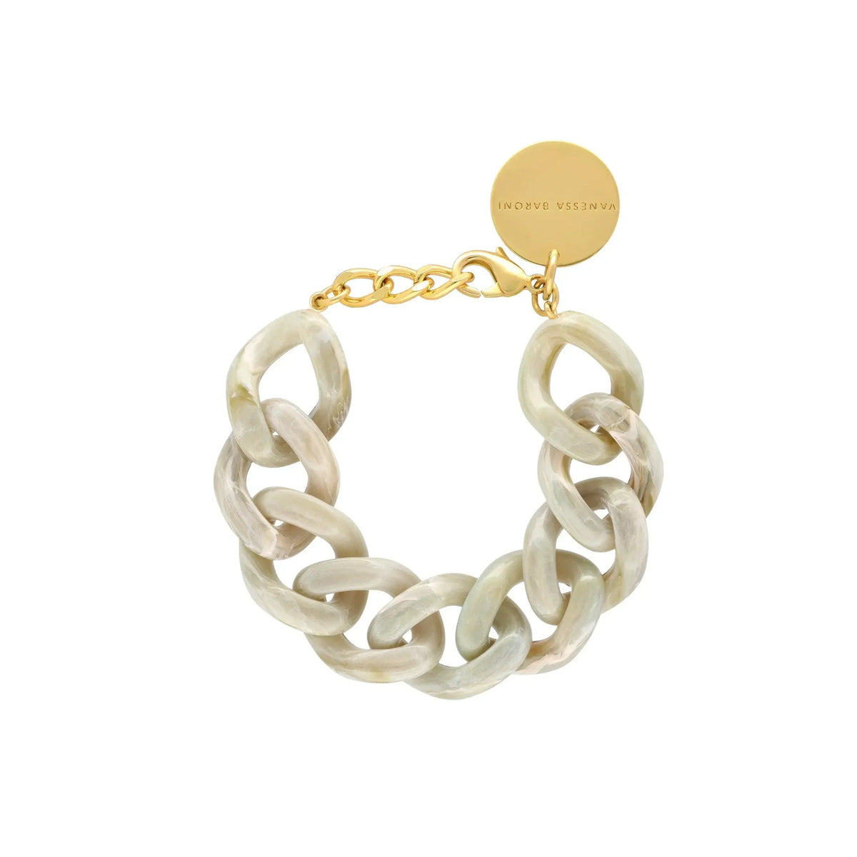 Vanessa Baroni Flat Chain Bracelet in Snow Green Marble