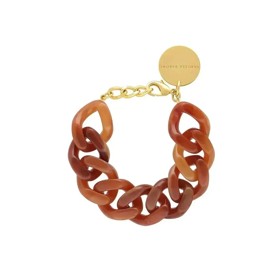 Vanessa Baroni Flat Chain Bracelet in Cognac Marble