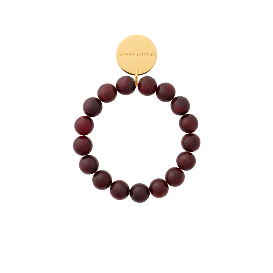 Mini Beads Flex Bracelet in Bordeaux Marble