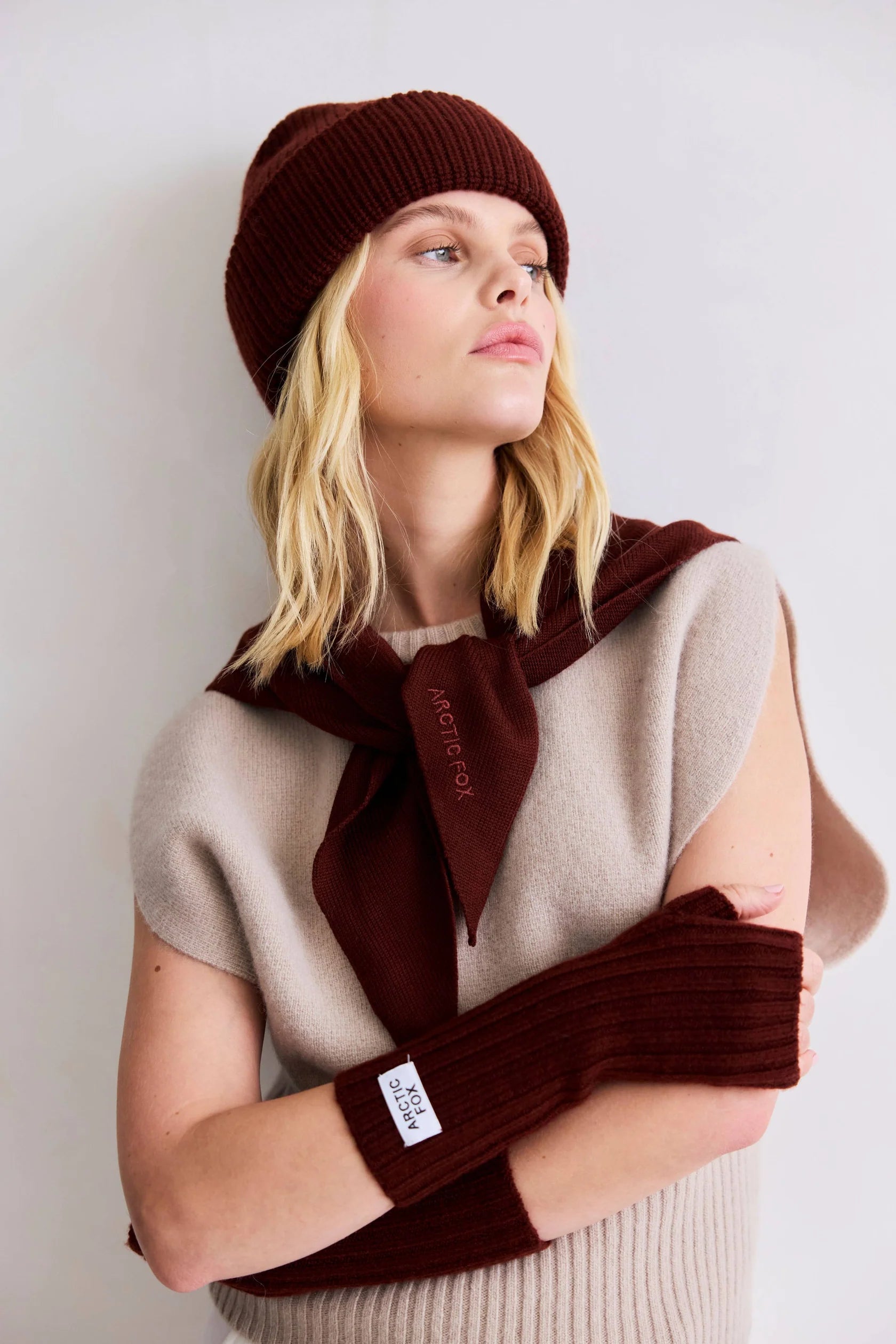 Merino Triangle Scarf in Dark Walnut Brown